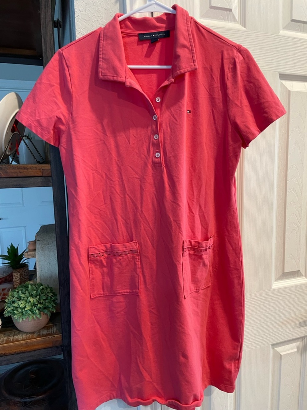 Tommy Hilfiger Pink Short sleeve Pocket polo Dress Collared with
Pockets sz M